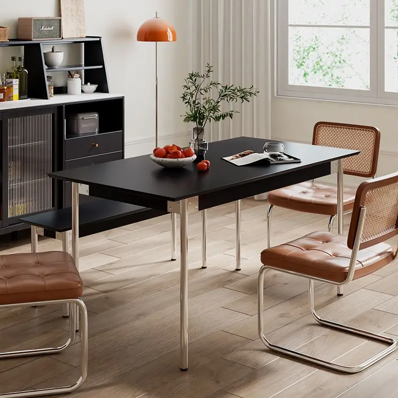 Solid wood dining table retro small unit Nordic household rectangular medieval dining table natural wood dining table chair