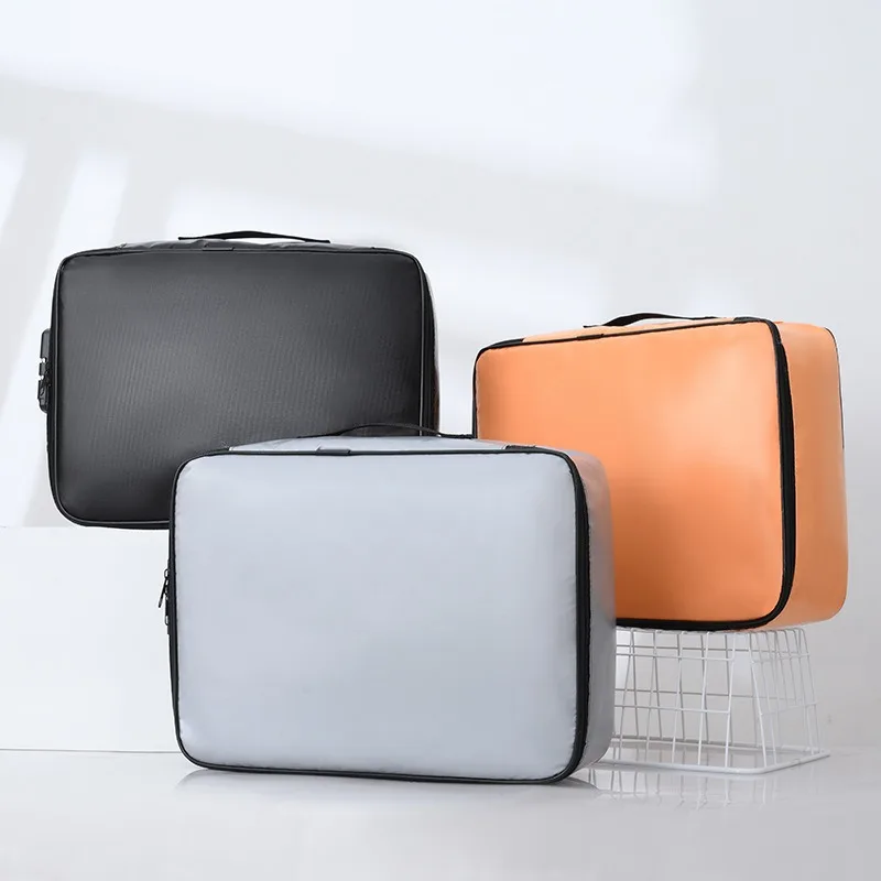 Fireproof Document Bag Safety Organizer Zipper Waterproof Money Pouch Multi-Layer Card Case Travel File Bag Papers Storage Box