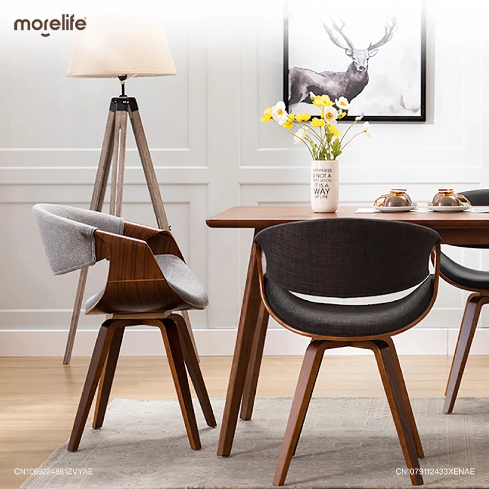 Nordic Dining Chair Kitchen Simple Wood Luxury Chair Balcony Faux Leather Leisure Designer Writing Stool Home Furniture F01+ - Image 3