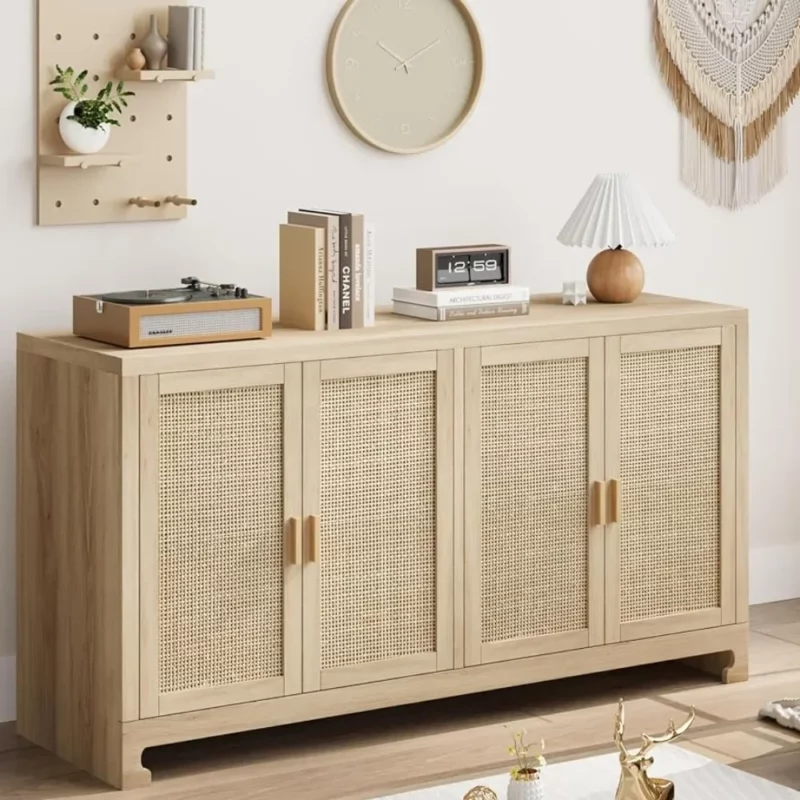 Storage Cabinet with 4 Doors and Shelf, Sideboard Buffet Cabinet with Storage