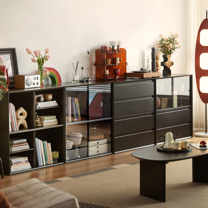Stationery Better Living Room Cabinet Black Wood Buffet File Living Room Cabinet Multifunctional Bookcases Schrank Furniture - Image 6