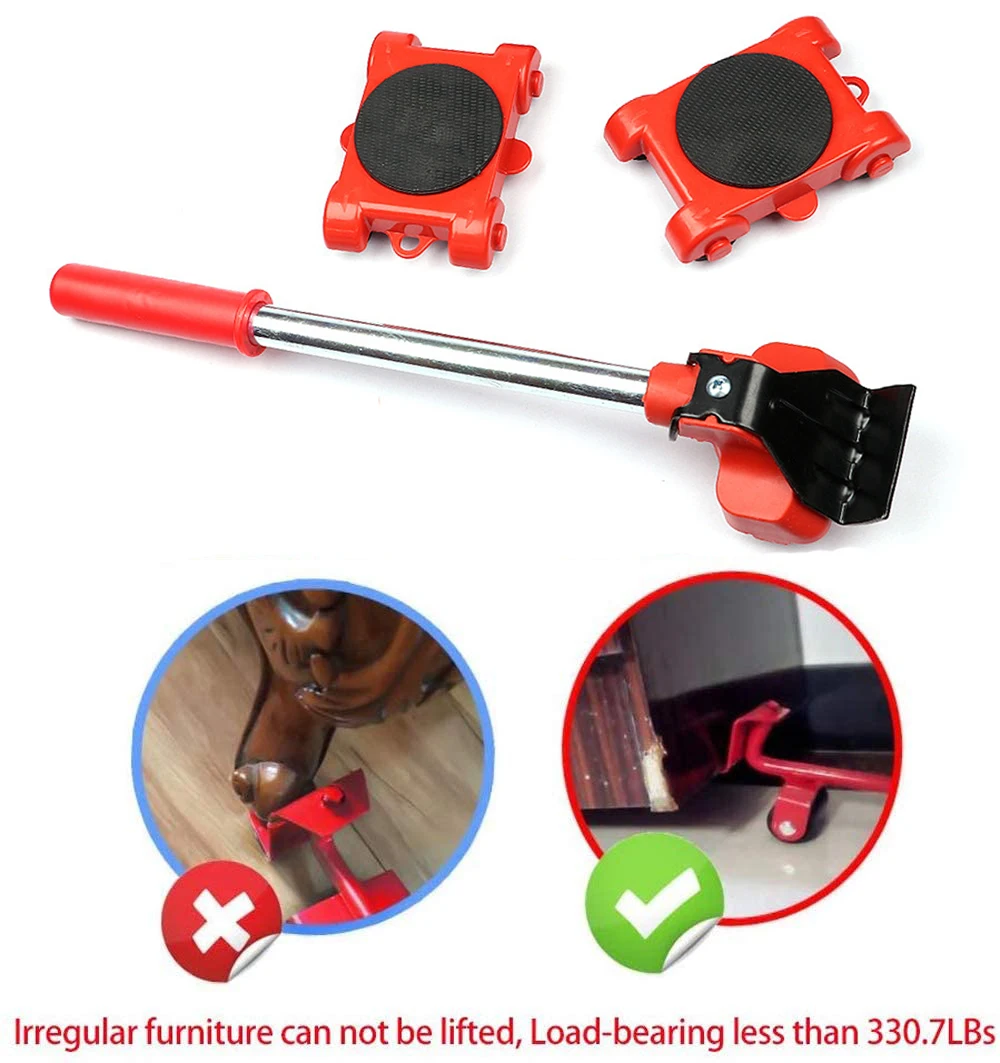 Heavy Duty Furniture Lifter Set Furniture Mover Tool Transport Lifter Heavy Stuffs Moving Wheel Roller Bar Hand Device Tools - Image 2