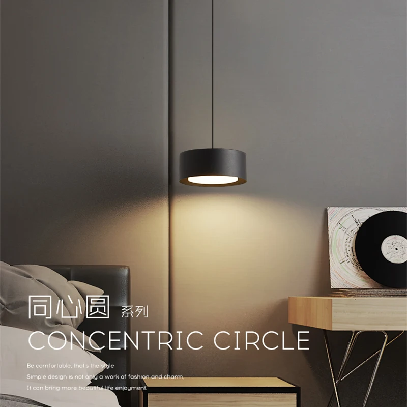 Designer Nordic Creative Restaurant Lamp Round Bar Acrylic Lamp Gold Minimalist Bedroom Bedside Chandelier
