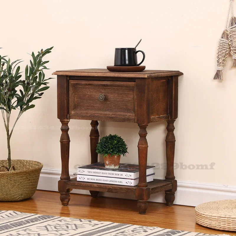 Nightstands Solid Wood Bedside Table Simple Modern Retro Narrow Home Economic Creative Small