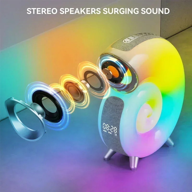 Wireless Bluetooth speaker with high-power subwoofer, speaker with color LED night light, desktop console, small laptop A - Image 5