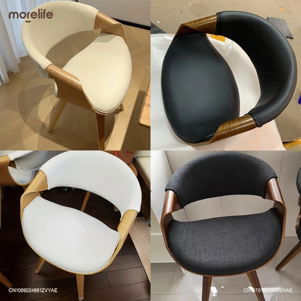 Nordic Dining Chair Kitchen Simple Wood Luxury Chair Balcony Faux Leather Leisure Designer Writing Stool Home Furniture F01+ - Image 4