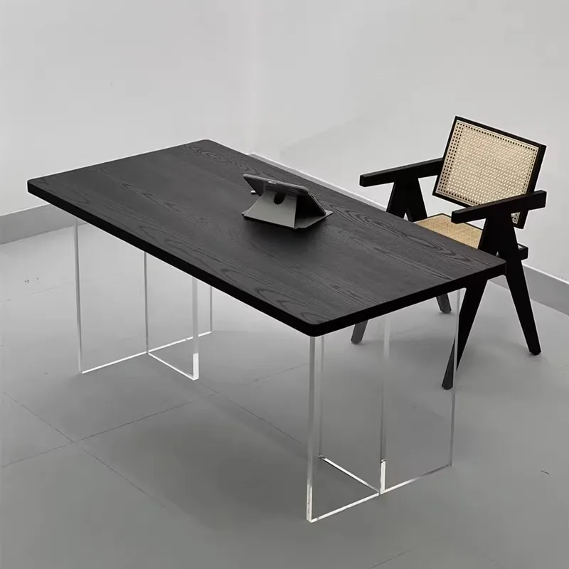 Black Transparent Dining Table Nordic Solid Wood Design Coffee Kitchen Tables Acrylic Retro Tavoli Da Pranzo Furniture HD50CZ - Image 6