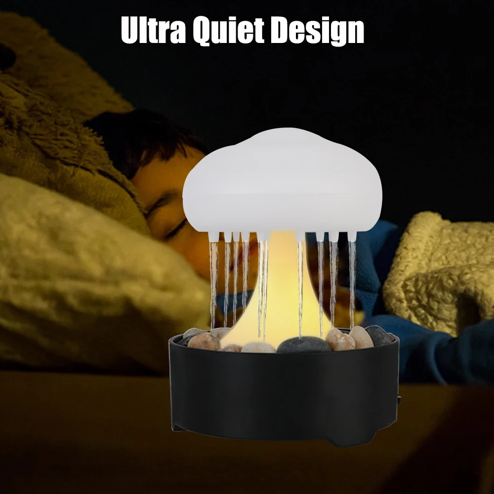 Fountain Light For Home Bedroom Electric Portable Warm White Lights Mushroom Lamp Rain Cloud Night Light Ambient Decorative - Image 3