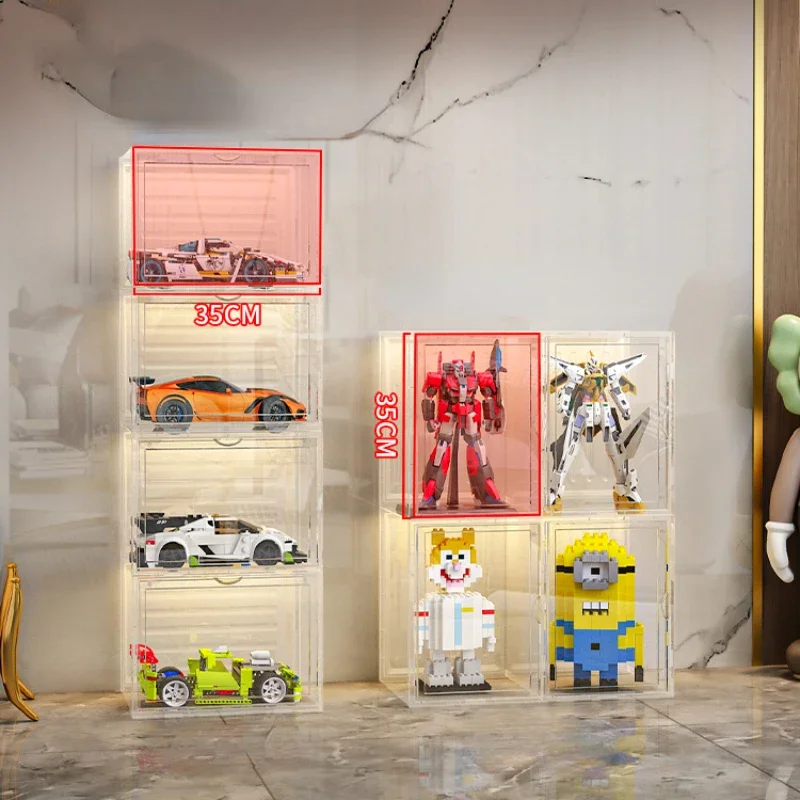 Large Capacity Figure Shelves Display Cabinets Dustproof Transparent Toy Organizer Box Household High-end Storage Organizer - Image 3