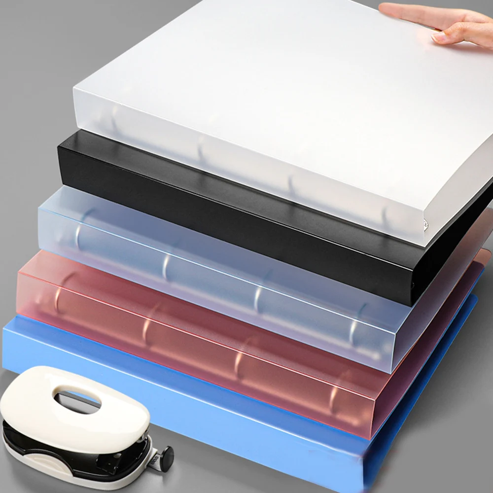 A4 Binder 4 Hole Binder D-Type Punch Folder Office Storage File Ring Waterproof Test Paper Data Storage Folder Learning Supplies - Image 3