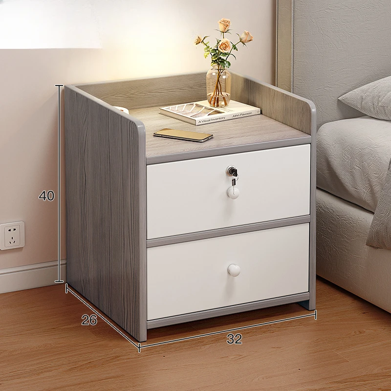 Cabinets Nightstandswith Lock Drawer Storage Nightstand Modern Small Bedside Table Sideoard Multi-Layer Cabinet Storage Cabinet - Image 4