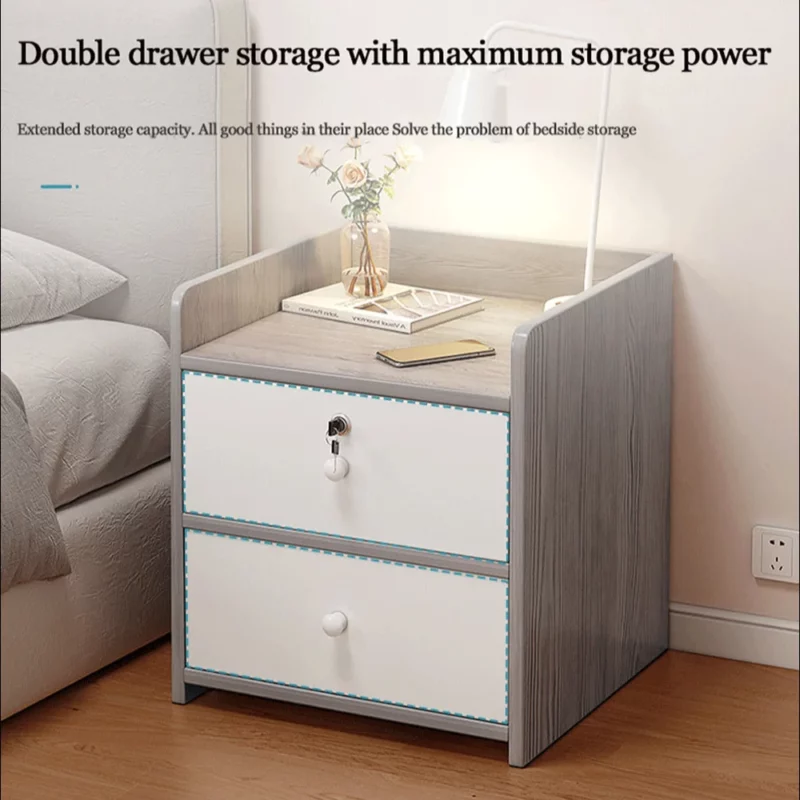 Nordic Bedside Table with Drawer Multi-Layer Nightstands for Bedroom Large Capacity Storage Cabinet Save Space Bedroom Furniture