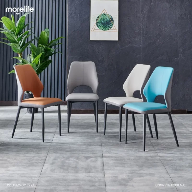 Italian Restaurant Faux Leather Dining Chair Light Luxury Nordic Hotel Designer Model Creative Minimalism Armchair Furniture K01