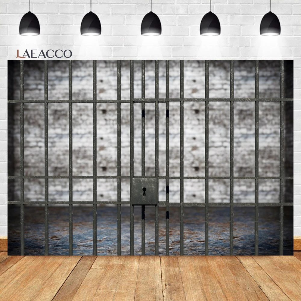 Laeacco Prison Cell Room Backdrop Dark Jail Cell Bed Bloodstains Murder Mystery Crime Scene Kids Portrait Photography Background - Image 2