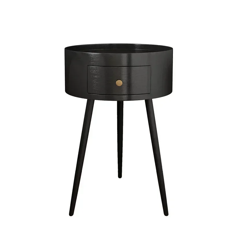 Versatile Circular Nightstands: Minimalist Modern Bedroom Easy Install Black Walnut Bedside Table Space-Saving Design - Image 6