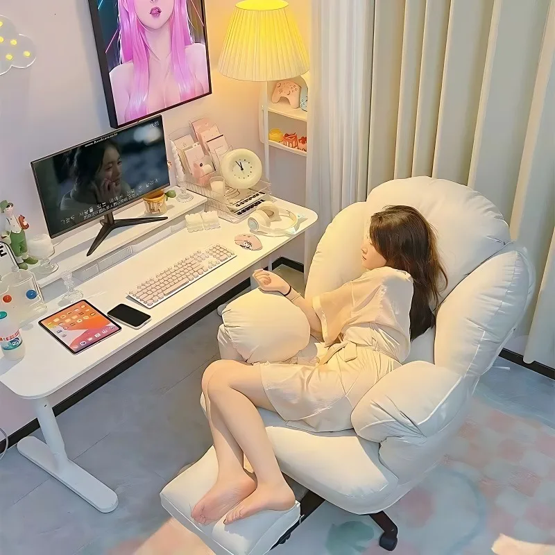 Lazy Computer Chair, Comfortable and Sedentary Home Computer Sofa Chair, Bedroom Desk Chair, Reclining Office Chair Lounge Chair - Image 2