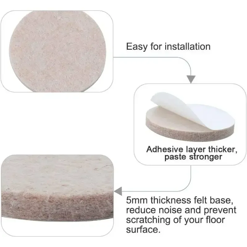 Felt Pad Round Furniture Pads Chair Legs Anti Scratch Floor Protector Self-Adhesive Furniture Sliders for Hardwood Floors Table - Image 3