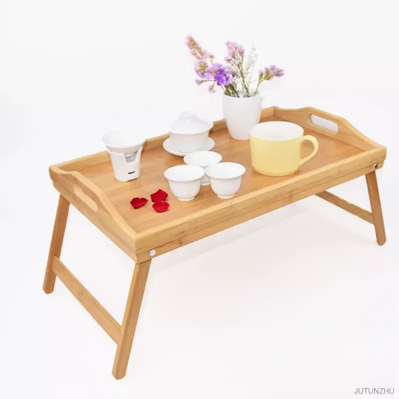 50x30x25cm Portable Natural Bamboo Bed Tray Breakfast Laptop Desk Reading Gaming Desk Folding Table Useful Simple Kitchen Tool - Image 5
