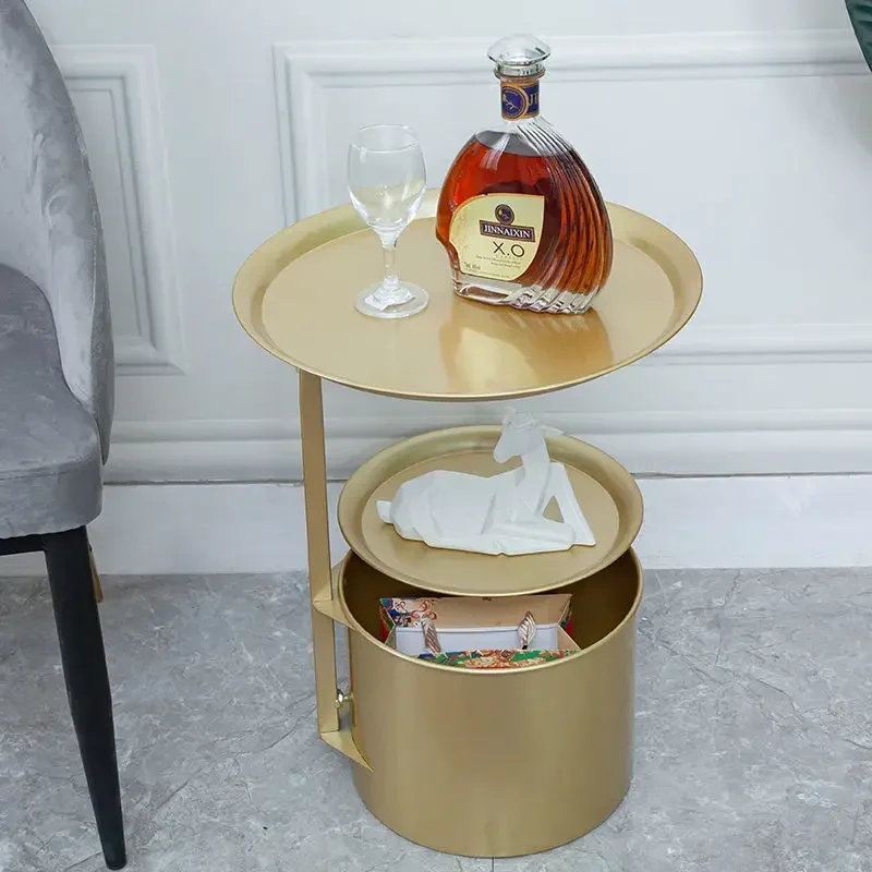 Modern New Multi-functional Double-layer Simple Sofa Corner Table Coffee Table Light Luxury Storage Bedside Rack Side Table - Image 5