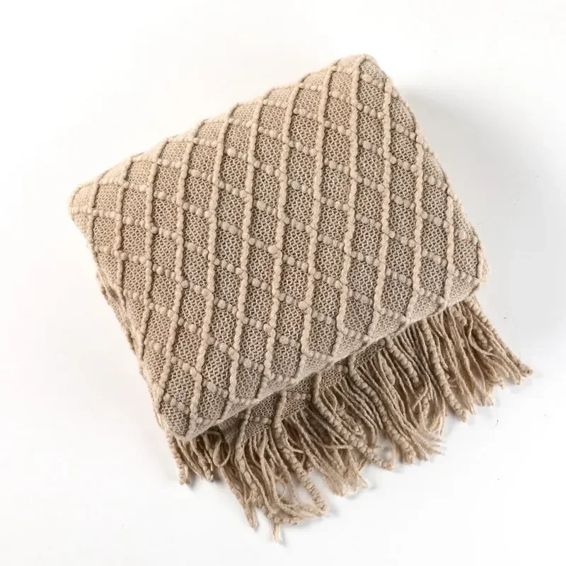 Nordic Faux Cashmere Sofa Blanket Office Nap Comfortable Bedspread Soft Homestay Decoration Blanket Thick Winter Knitted Shawl - Image 5