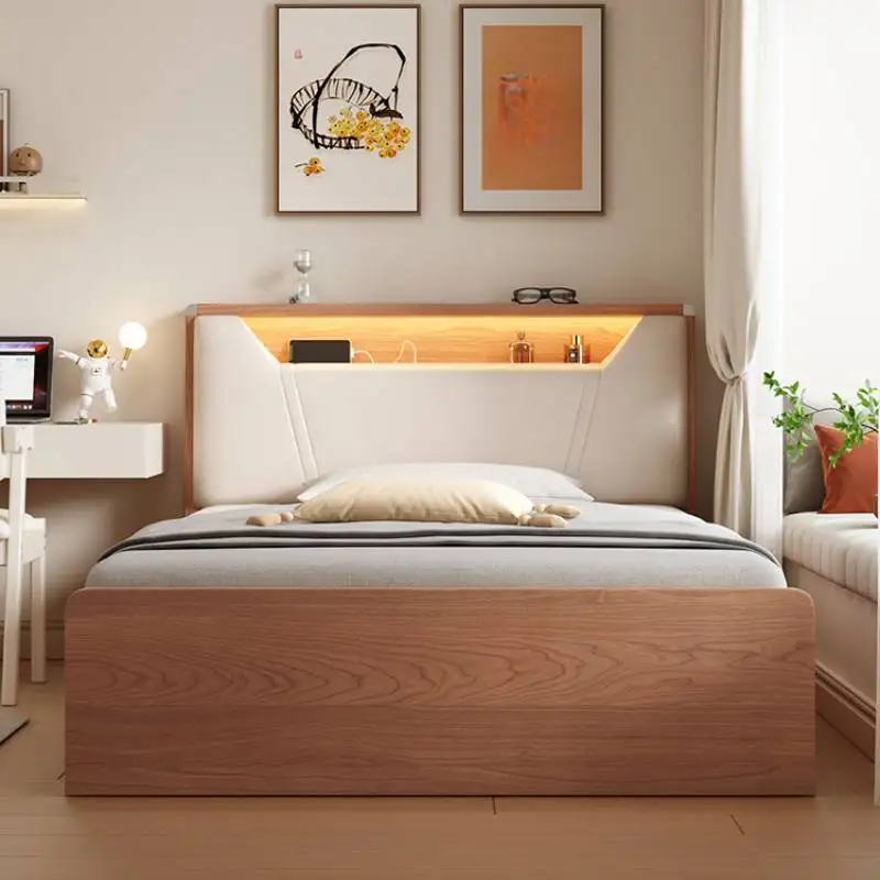 Pretty Bedroom Modern Bed Frame Storage Wooden Luxury House Twin Queen Bed Bases Full Size Camas Matrimonial Home Furniture - Image 2