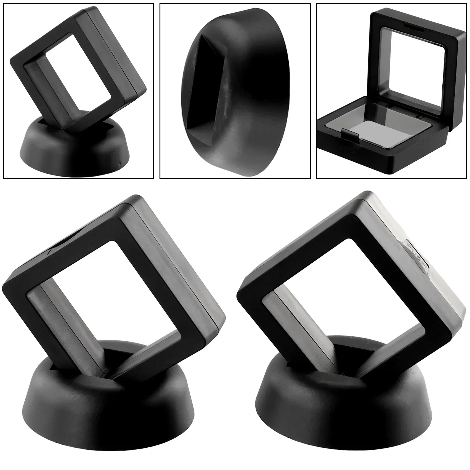 2Pcs Coin Display Stand 50*50mm Black Box Commemorative Coin Gift Decoration Multifunction Coin Showing Stand Holder - Image 5