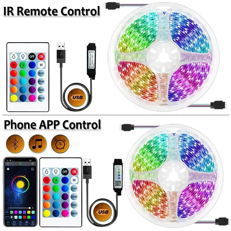 1-30M/100FT USB LED Strip Lights Tuya APP Control Color Changing 5050 RGB TV Backlight Flexible Lamp Tape for Room Decoration - Image 4