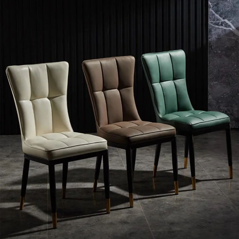 Aesthetic Luxury Dining Chairs Modern Comfortable Vanity Chair Designer Kitchen Leather Ensembles Salle À Manger Furniture - Image 4