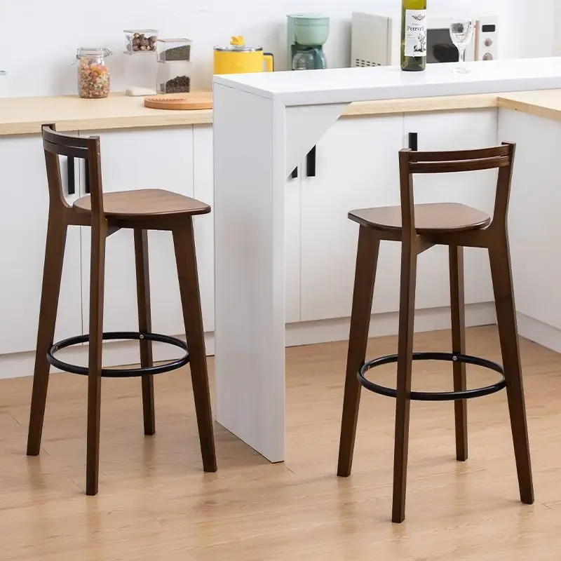 T-9 Bar Chair Nordic Solid Wood Modern Simple Creative Bar Stool New Chinese Balcony Home Light Luxury Back High Chair