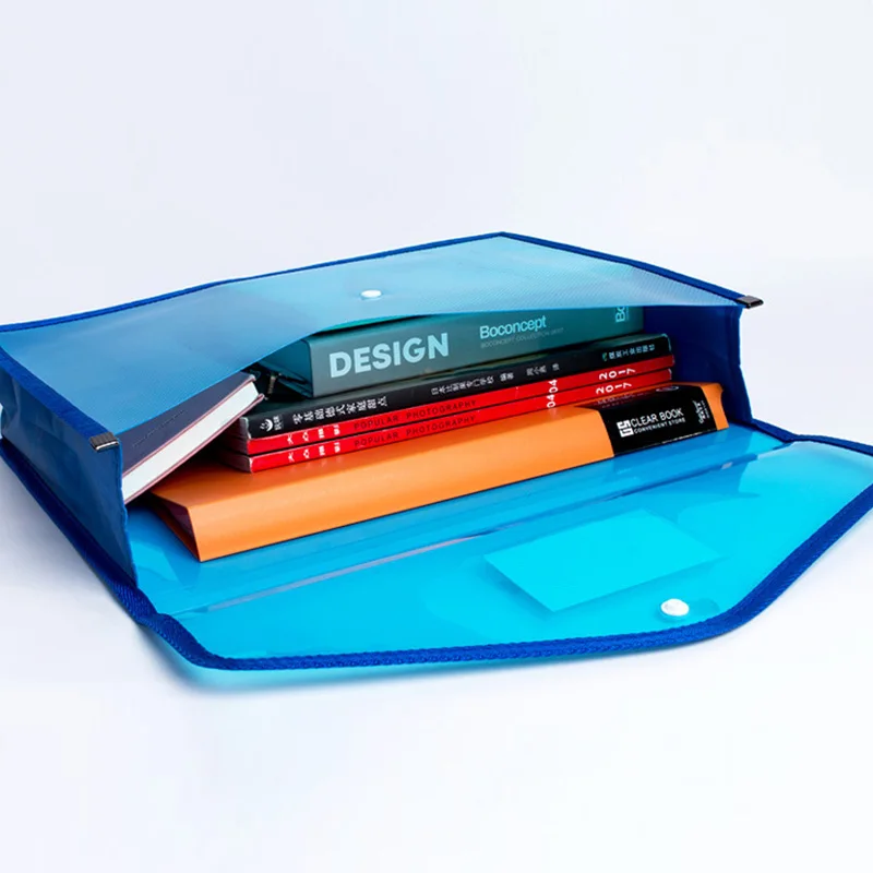 A4 Transparent Lightweight File Bag Portable Waterproof Folder Document Holder Large Capacity Button Storage School Test Paper - Image 2