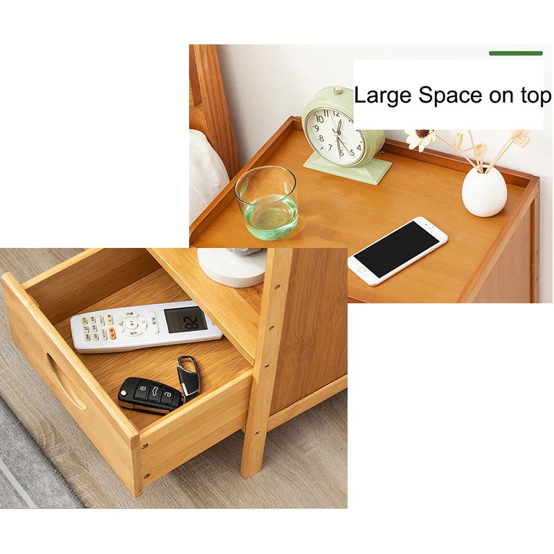 Bamboo Nightstands, Bedside Tables with Open Storage Compartments, Modern Side Table, Easy To Assemble End Table for Bedroom - Image 4