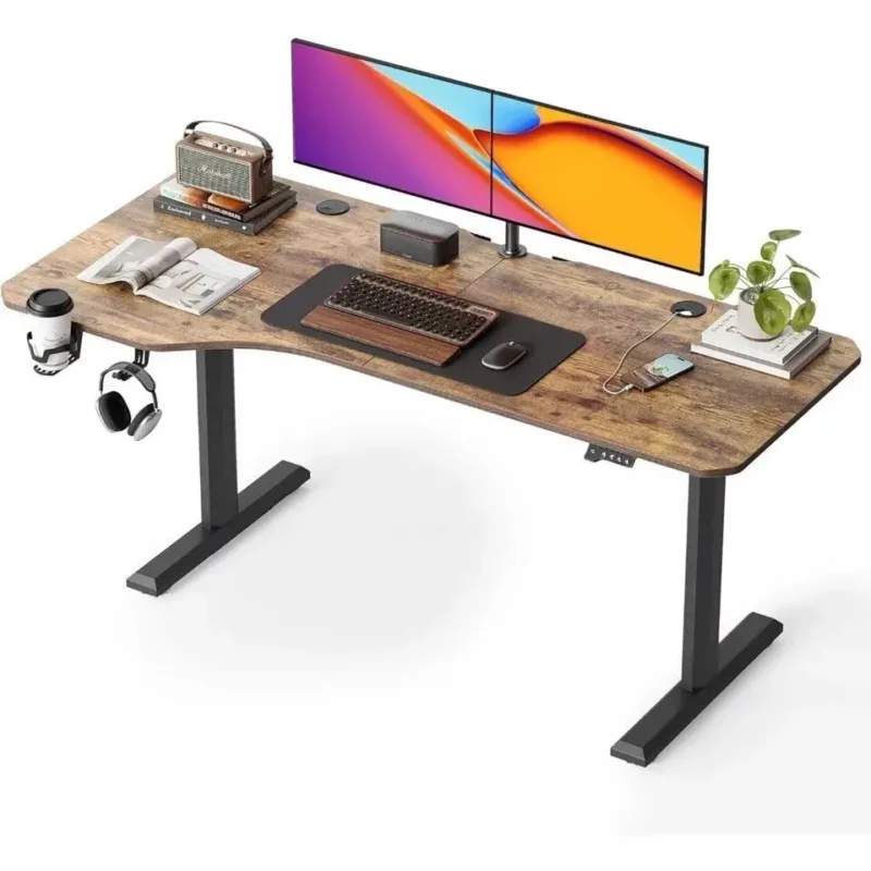 L Shaped Standing Desk, Electric Stand up Height Adjustable Home Office Table, Sit Stand Desk