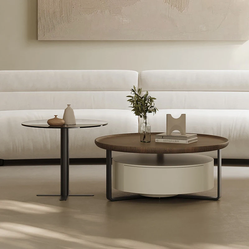 Cute Minimalist Round Coffee Table Accent Tea Luxury Console Coffee Table Bed Wooden Modern Meuble Salon Living Room Furniture - Image 2