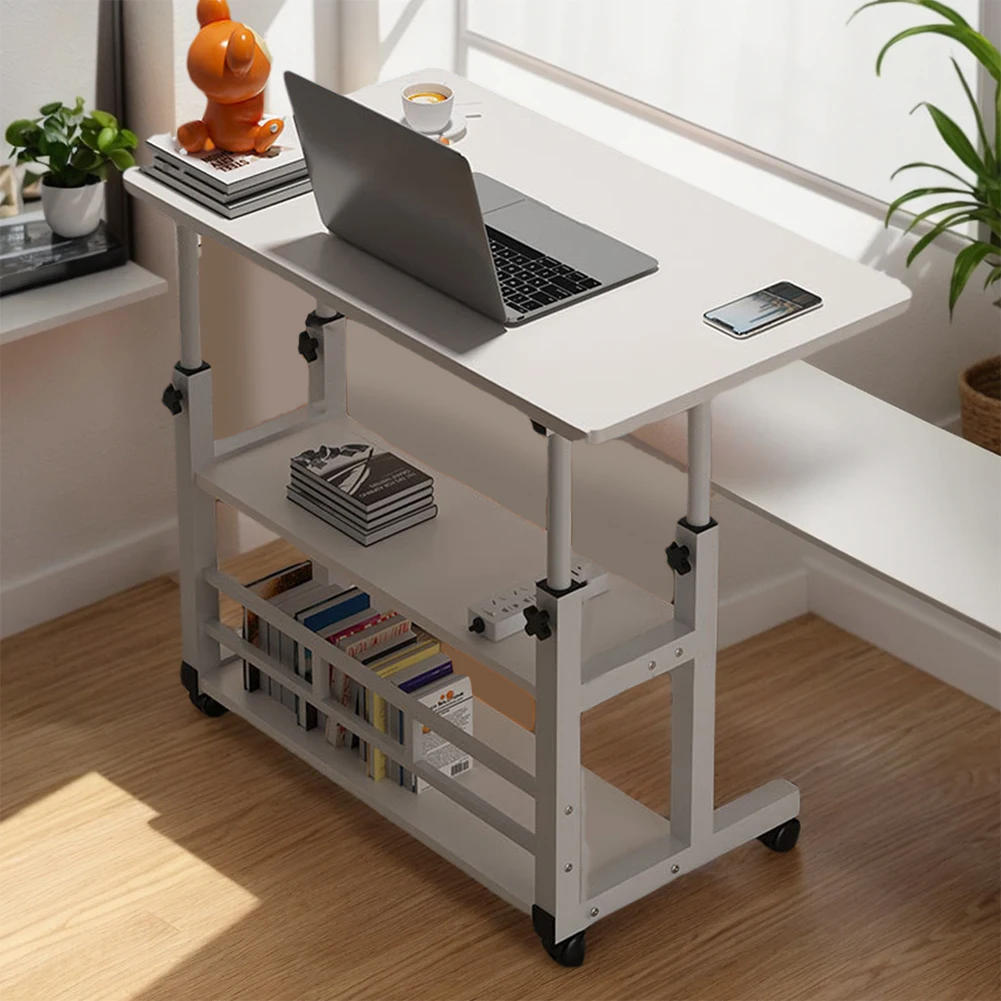 Adjustable Bedside Laptop Desk Multi-Layer Storage Height Adjustable Bedside Table Height Adjustable Laptop Desk for Home Office - Image 4