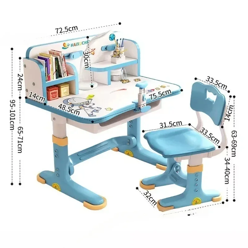 Children's Study Table Primary School Desk Liftable Plastic Student Writing Kids Table Household Desk and Chair Set for Kids B - Image 6