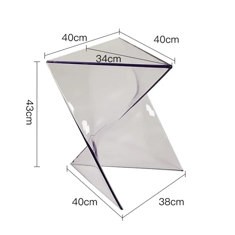 Acrylic Living Room Transparent Geometric Coffee Table Small Unit Minimalist Bedside Table Designer Lightning Corner Table - Image 5