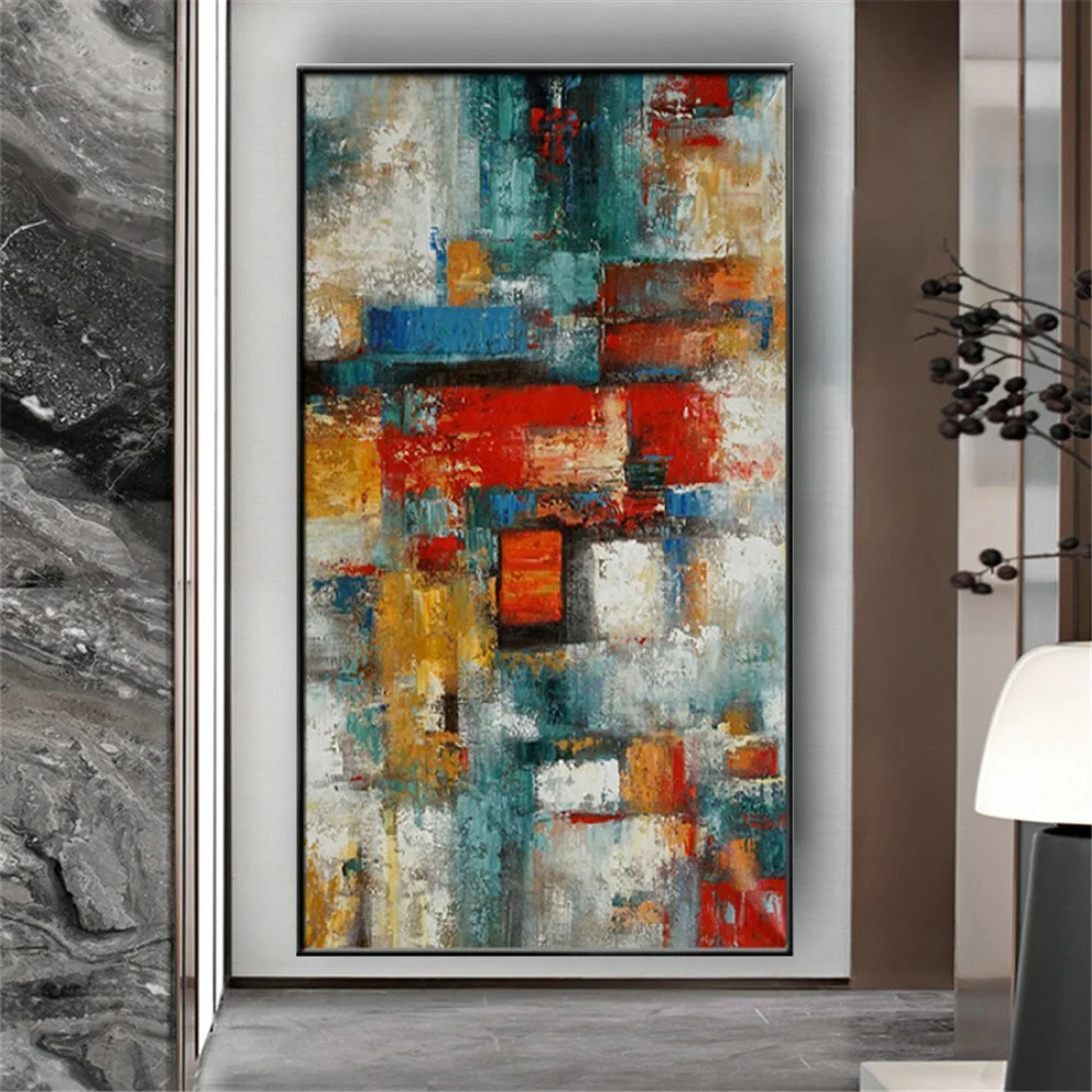 Mhemyo Large Abstract Hand Painted Canvas Art Oil Painting Home Decor Modern Pop Geometry Wall Art Picture For Living Room Decor - Image 2
