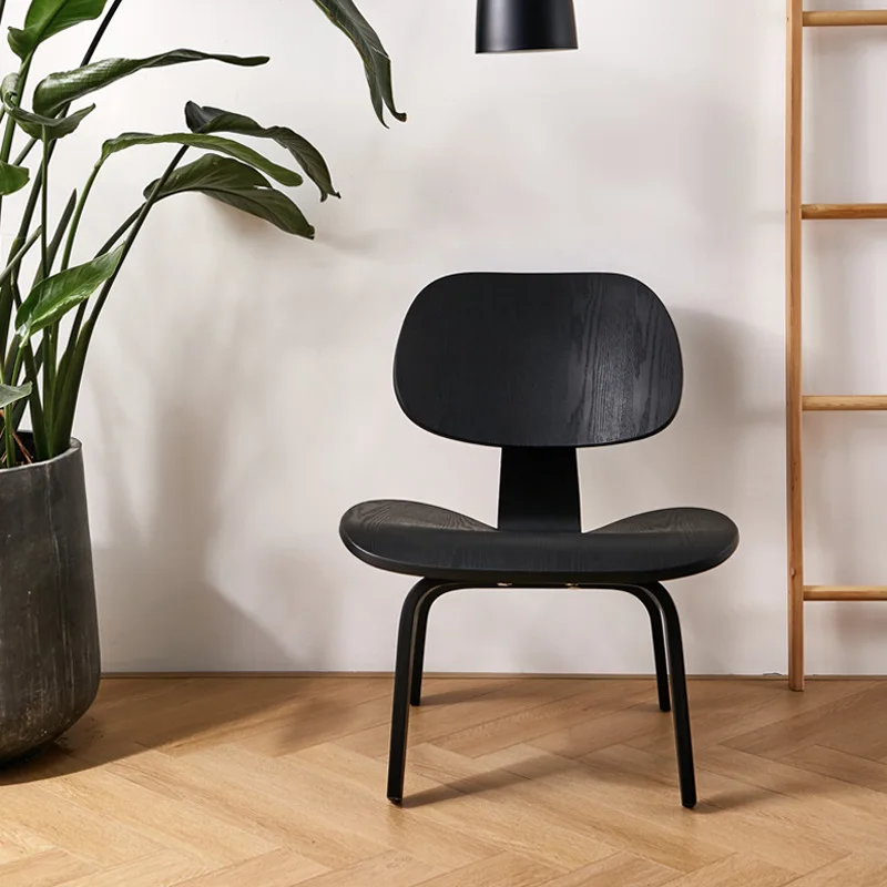 Modern Plywood Simple Leisure Chair Armchair Wood Legs Natural Living Room Japanese Chair Accent Black Chairs Home Furniture
