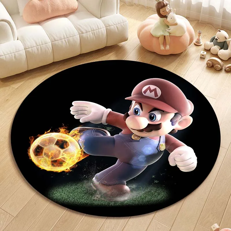 Gamer Super Mario Printed Round Rug, Bedroom, Living Room, Doormat, Sofa Table, Home Decor, Area Rug, Floor Mat,Kids Play Mat - Image 3