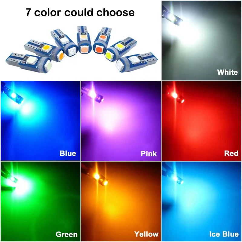 10Pcs T5 Led Bulb W3W W1.2W Led Canbus Car Interior Lights Dashboard Colorful Indicator Wedge Auto Instrument Lamp 12V - Image 3