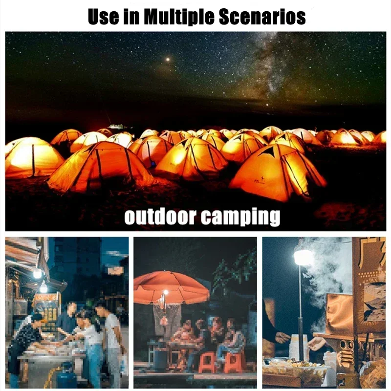 1/2/4/6/8/10pcs Camping Light USB Rechargeable LED Emergency Lamp Outdoor Portable Lanterns with Hook for BBQ Tents Battery Bulb - Image 4