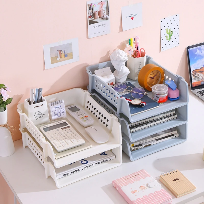 A4 Paper Drawer Storage Box Office Desktop Organizer Stackable File Cabinet Pen Holder Document Case Holder A4 Size Storage Box