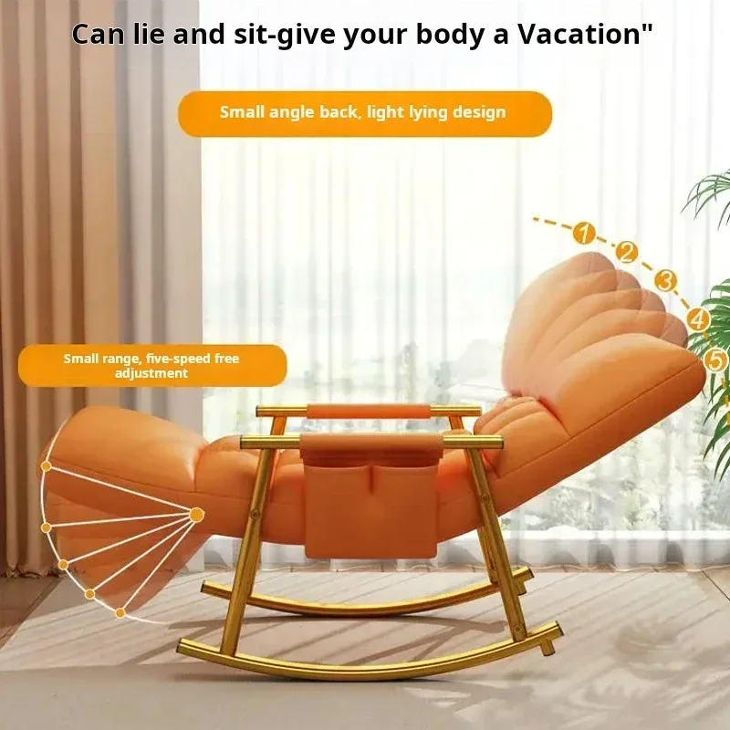 Adult Rocking Chair Living Room Relaxing Lounge Armchair Bed Balcony Sun Recliner Foldable Storage Lazy Sofa Furniture - Image 4