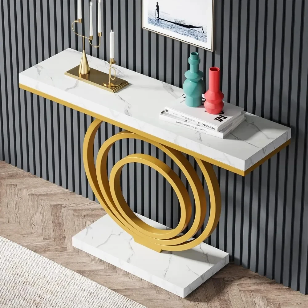 41-Inch Gold Entryway Table, Modern Console Table Narrow Long, Contemporary Accent Table for Living Room, Hallway, Entrance - Image 3