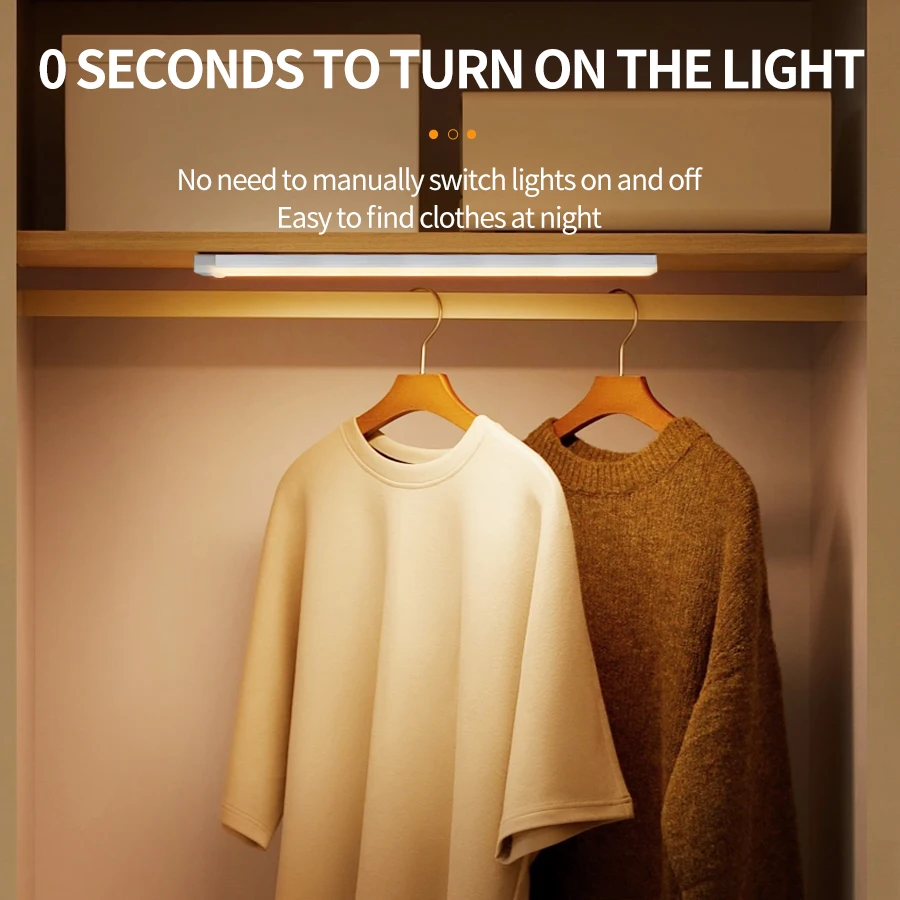 Motion Sensor LED Cabinet Light Rechargeable Induction Night Light Wireless Portable Detector Lamp Kitchen Staircase Backlight - Image 5