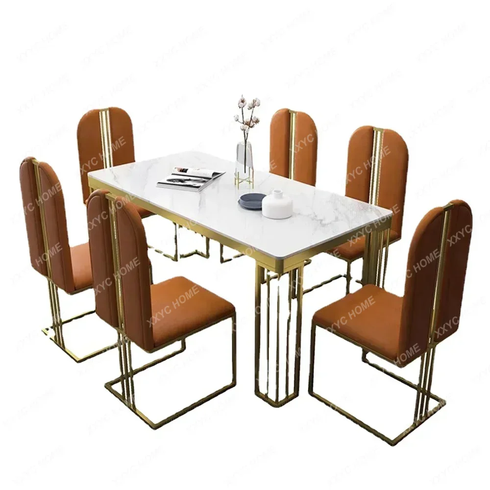 Kitchen Luxury Dining Room Table And Chair Set Large Minimalist Italian Accent Dining Tables Marble Mobilador Kitchen Furniture - Image 2