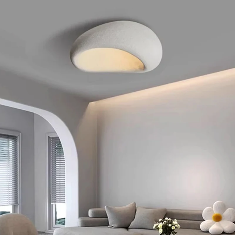 Nordic Wabi Sabi LED Ceiling Light Modern Bedroom Lamp Cream Style Chandeliers Designer Creative Home Decor Room Lustre Fixture