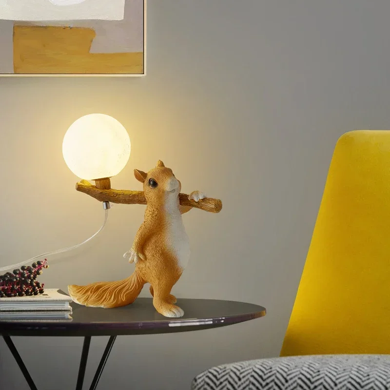 Bedside Lamp Table Lamp Children Desk Lamps Nordic Modern Creative for Living Room Bedroom Cute Decoration Squirrel Cartoon LED - Image 4