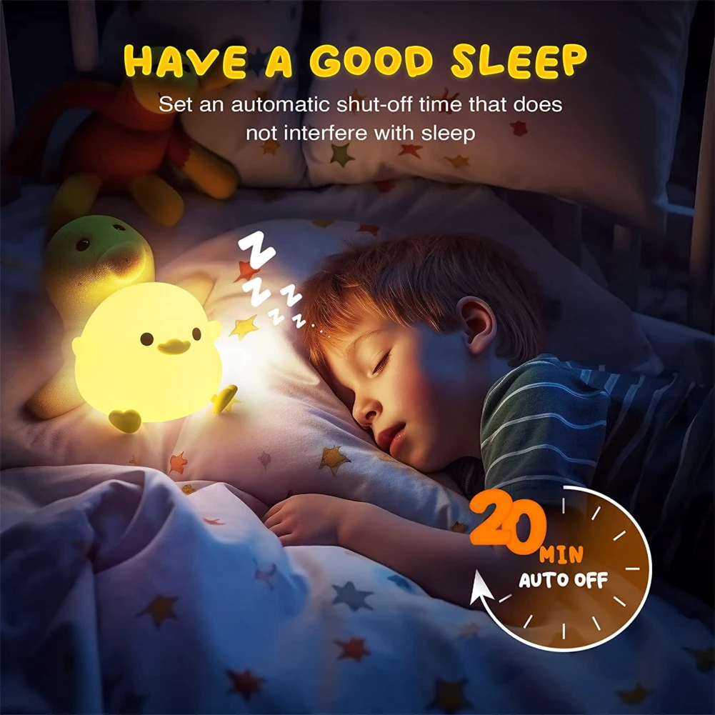 Led Cute Silica Gel Bean Duck Night Light With Touch Sensor Rechargeable Table Lamp Bedside Lamp For Bedroom Living Room - Image 6