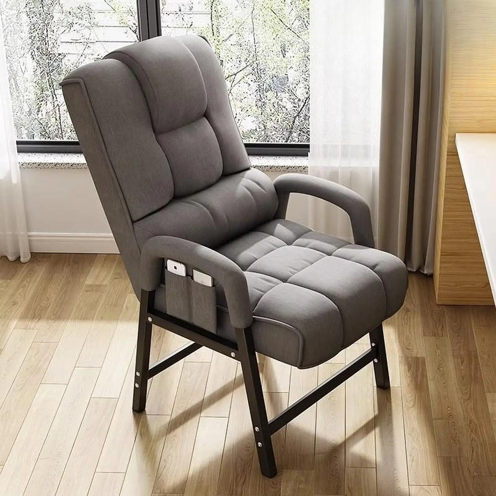 Ergonomic Reclining Chair Padded Cushion Seat High Back Metal Frame Dormitory Thickened Neck Support For Gaming Reading Chair - Image 2